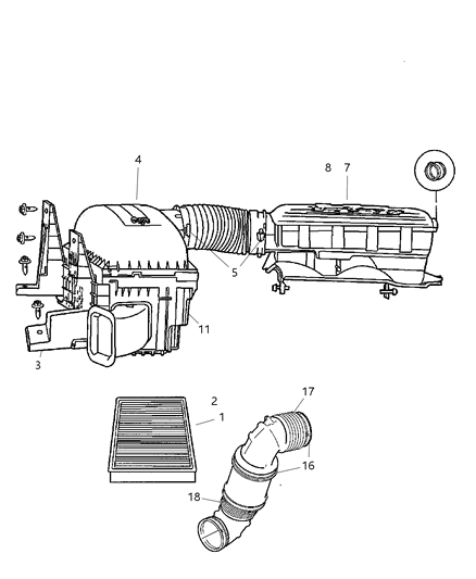 2005 Dodge Ram 3500 Ambient Air Duct Diagram for 53032670AB