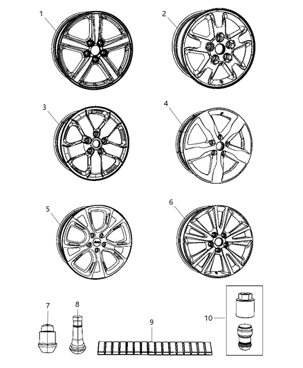 2012 Jeep Grand Cherokee Wheels & Hardware Diagram