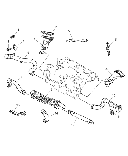 2002 Dodge Sprinter 2500 Air Ducts & Outlets, Front Diagram