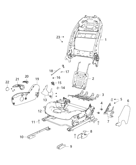 2021 Jeep Cherokee Adjusters, Recliners, Shields And Risers - Passenger Seat Diagram 1