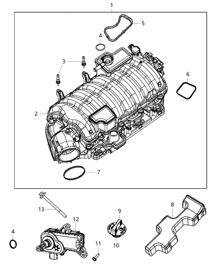 2019 Dodge Charger Engine Intake Manifold Kit Diagram for 68190715AC