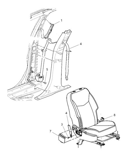 2010 Dodge Avenger Buckle Half Seat Belt Diagram for YV931T1AD