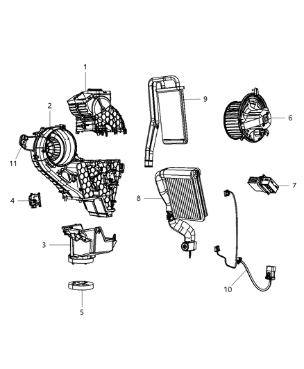 2014 Dodge Journey A/C & Heater Unit Rear Diagram