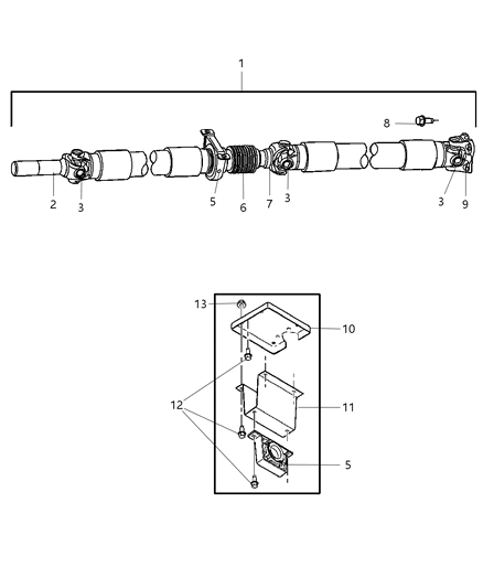 2006 Dodge Ram 2500 Propeller Shaft - Rear Diagram 3