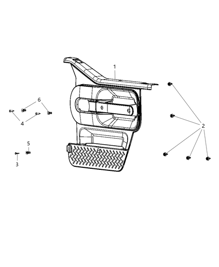 2014 Jeep Wrangler Panel-Front Door Trim Diagram for 5RJ801X9AB