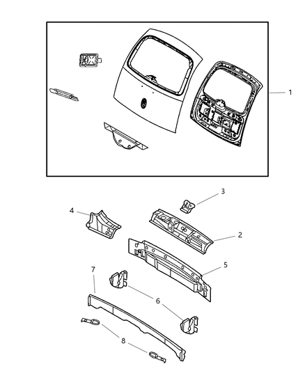 2004 Chrysler PT Cruiser Liftgate Panel Diagram