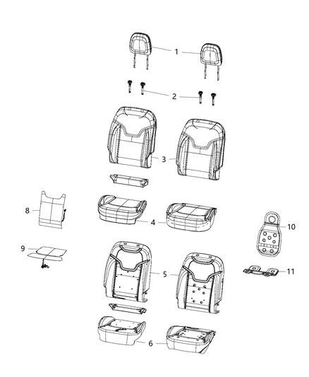 2021 Jeep Compass Front Seat Cushion Cover Diagram for 6GD92LR5AC