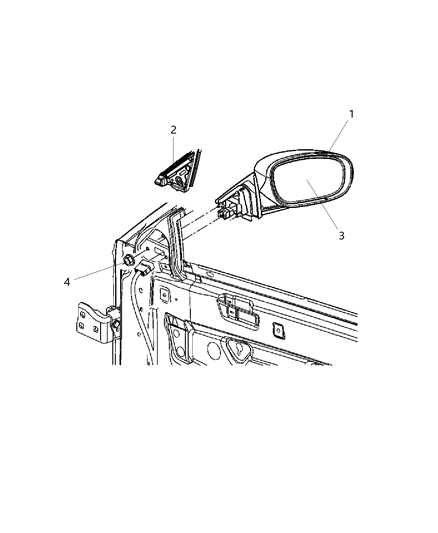 2011 Dodge Charger Outside Rear View Mirror Diagram for 1MA47JSCAE