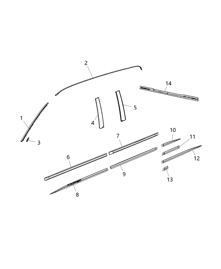 2016 Ram 3500 Molding-Roof Diagram for 68289844AA