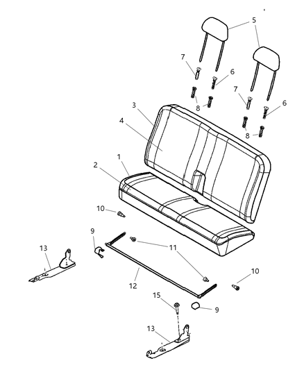 2004 Dodge Durango Rear Seat Cushion Diagram for ZV061D1AA