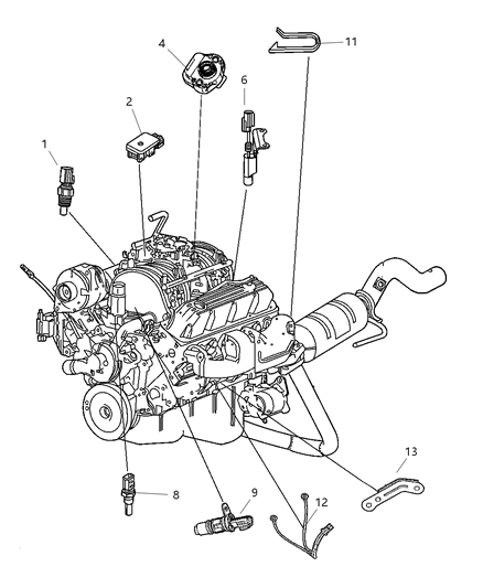 2007 Dodge Dakota Sensors - Engine Diagram 2