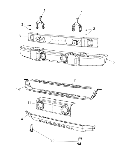 2014 Jeep Wrangler Bumper, Front Diagram