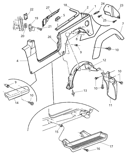 2006 Jeep Wrangler APPLIQUE-Wheel House Diagram for 5KC21DX9AB