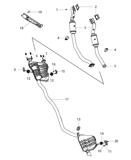 2014 Jeep Grand Cherokee Exhaust Muffler And Tailpipe Diagram for 52124739AJ