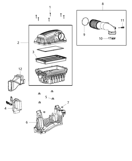 2020 Ram 1500 Air Cleaner Duct Diagram for 68264887AA