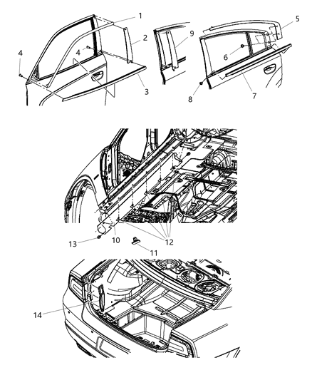 2011 Dodge Charger APPLIQUE-Rear Door Diagram for 57010429AB