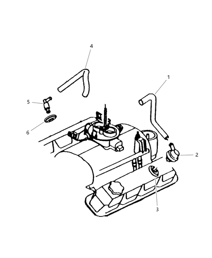 2000 Dodge Dakota Hose-CRANKCASE Vent Diagram for 53031136AD