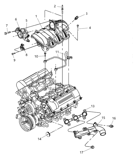 2003 Dodge Ram 1500 Manifolds - Intake & Exhaust Diagram 1