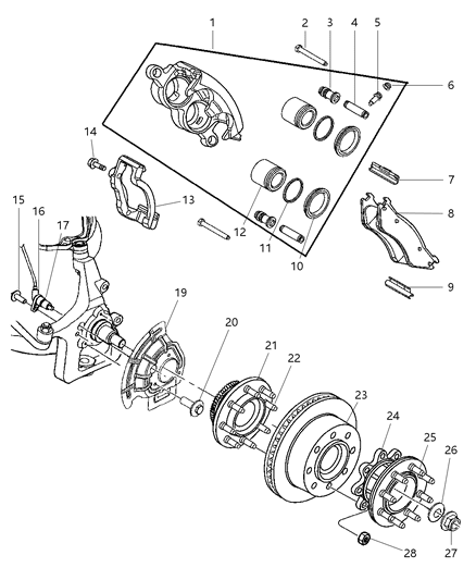 2002 Dodge Ram 2500 Quad & Club Cab Front Brakes Diagram