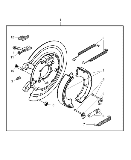 2008 Dodge Ram 1500 Park Brake Assembly, Rear Disc Diagram