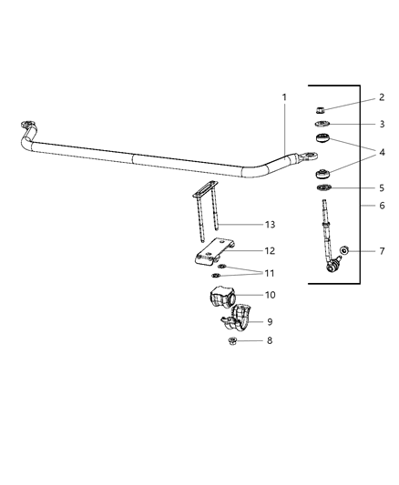 2009 Chrysler Aspen Stabilizer Bar, Front Diagram