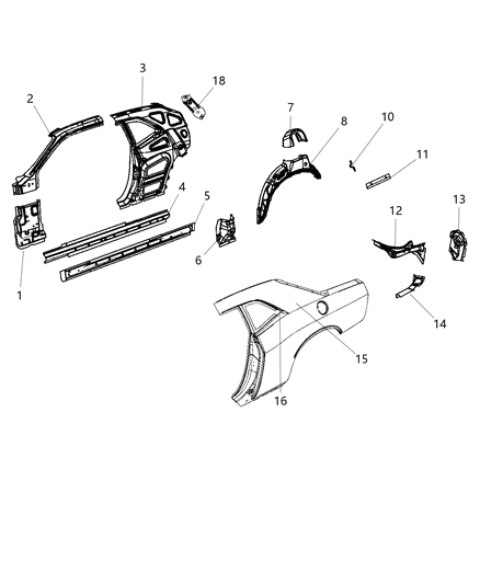 2008 Dodge Challenger Rear Aperture (Quarter) Panel Diagram