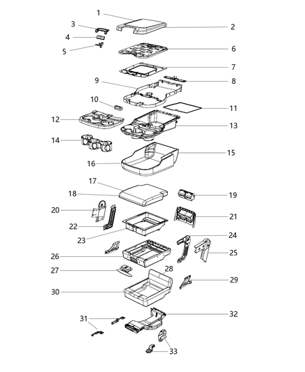 2019 Ram 1500 Front Seat - Center Seat Section Diagram