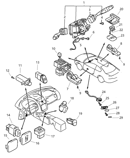 2002 Dodge Stratus Switch-Windshield WIPER Diagram for MR558804