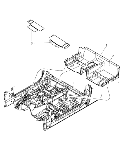 2009 Dodge Challenger Carpet, Rear Diagram