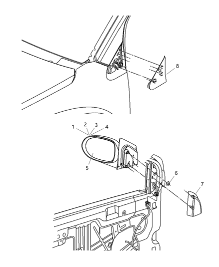 2007 Dodge Caliber Mirror, Exterior Diagram