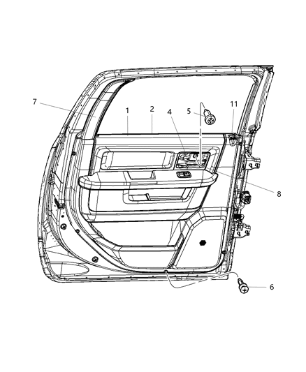 2015 Ram 2500 Rear Door Trim Panel Diagram