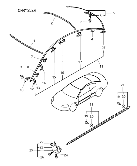 2001 Chrysler Sebring Guard-Splash Shield Diagram for MR611998