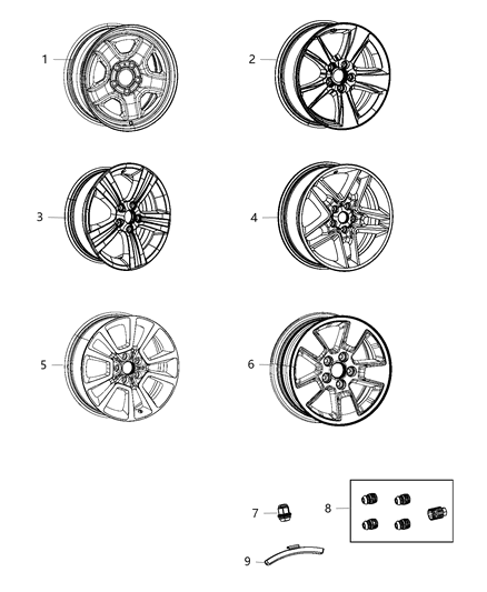 2016 Jeep Compass Wheels & Hardware Diagram