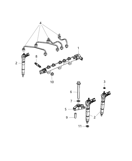 2009 Dodge Grand Caravan Fuel Rail & Injectors Diagram 1