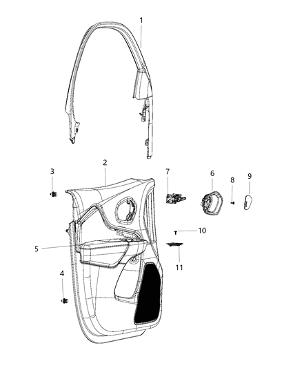 2017 Jeep Cherokee Panel-Front Door Trim Diagram for 6MD221L1AA