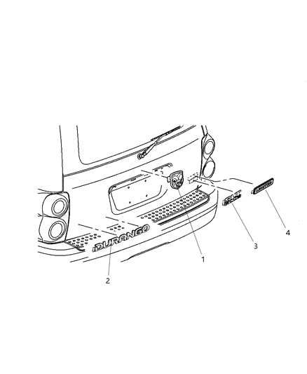 2004 Dodge Durango Nameplate Diagram for 55077761AA