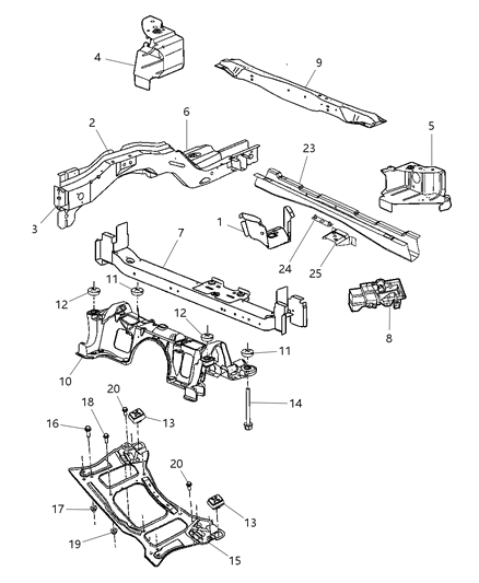 2006 Dodge Caravan Frame, Front Diagram