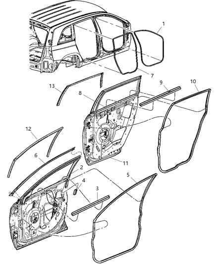 2006 Chrysler Pacifica WEATHERSTRIP-Front Door Mounted Diagram for 4894299AC