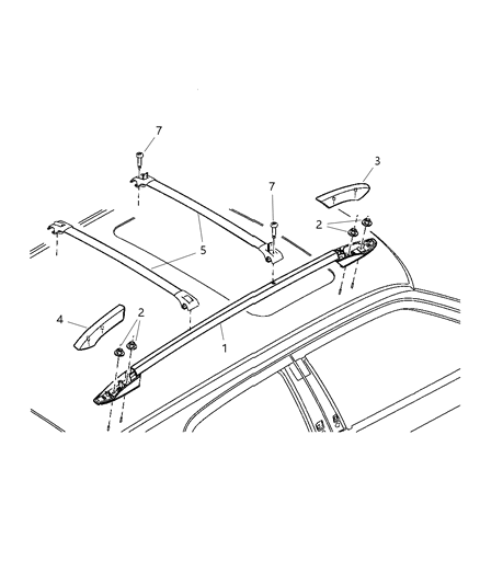 2005 Dodge Magnum Rail-Luggage Rack Side Diagram for 4805992AC