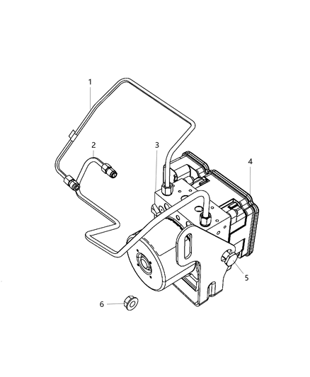 2017 Dodge Durango Hydraulic Control Unit & Brake Tubes, To Master Cylinder Diagram