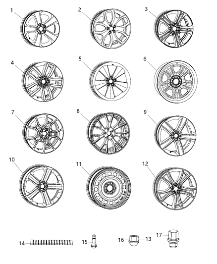 2015 Dodge Charger Painted Aluminum Wheel Diagram for 5RN84VXWAB