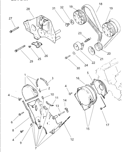 2000 Chrysler Grand Voyager Timing Belt / Chain & Cover Diagram 2