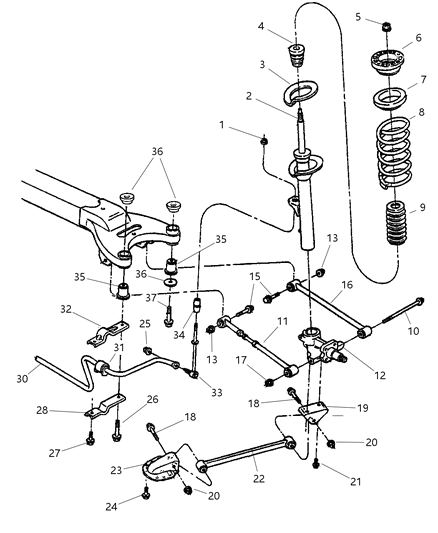 2003 Chrysler 300M Suspension - Rear Diagram