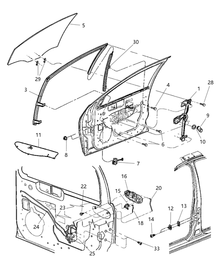 2001 Dodge Neon RETAINER-Glass To LIFTPLATE Diagram for 5008055AA