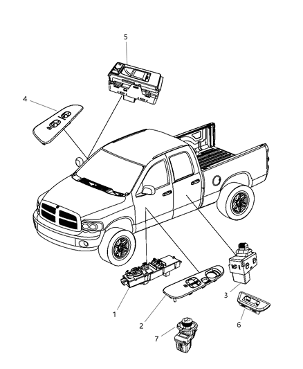 2009 Dodge Dakota Bezel-Power WINDOW/DOOR Lock SWIT Diagram for XJ99BD5AC