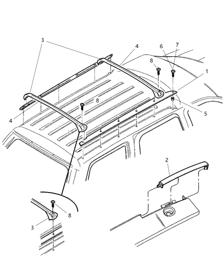 2003 Dodge Durango Bracket-Luggage Rack Cross Bar Diagram for 5103364AA