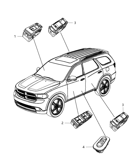 2012 Dodge Durango Switches Doors & Liftgate Diagram