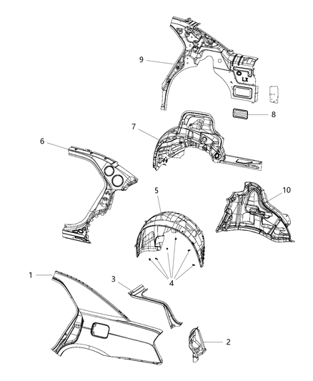 2020 Chrysler 300 Body Side Aperture Rear Diagram for 68274335AG