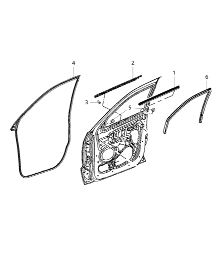 2013 Dodge Durango WEATHERSTRIP-Front Door Opening Diagram for 55399184AC