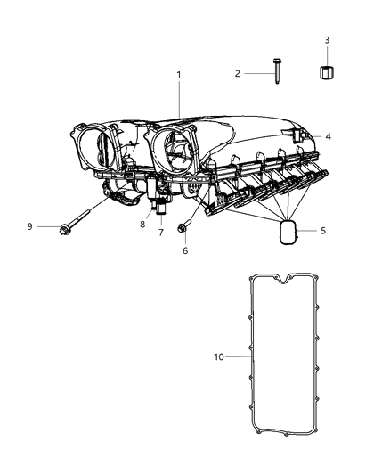 2009 Dodge Viper Intake Manifold Diagram for 5037784AD